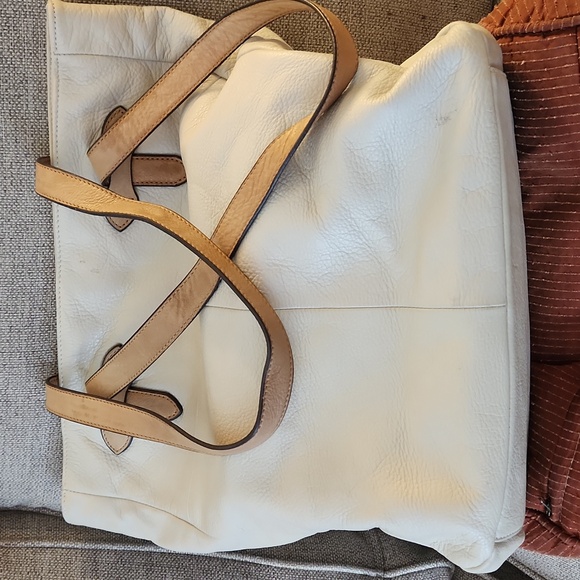 Cynthia Rowley Genuine Leather Cream Leather Tote Bag 15” x 15” - Picture 2 of 9